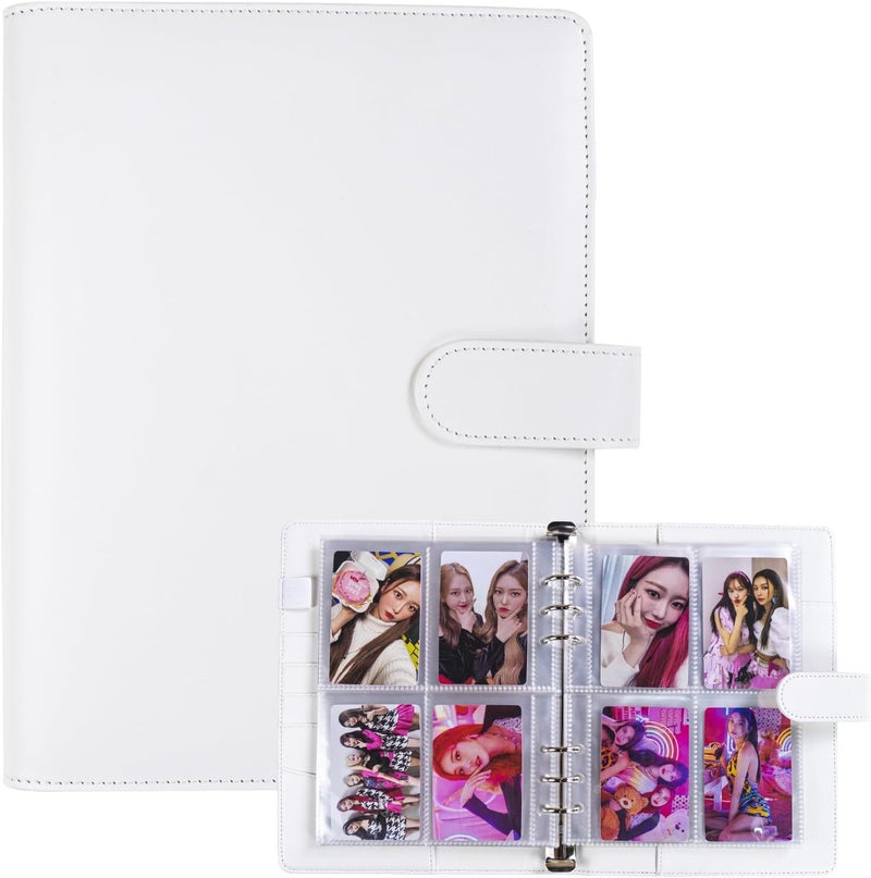 WITHYU A5 Kpop Photocard Binder with 30 Pack 4-Pocket Card Pages, 6 Ring A5 Binder Card Collector Album with 240 Card Slots,PU Leather Binder Cover with Magnetic Buckle Closure for Organizing Trading Card - Image 1